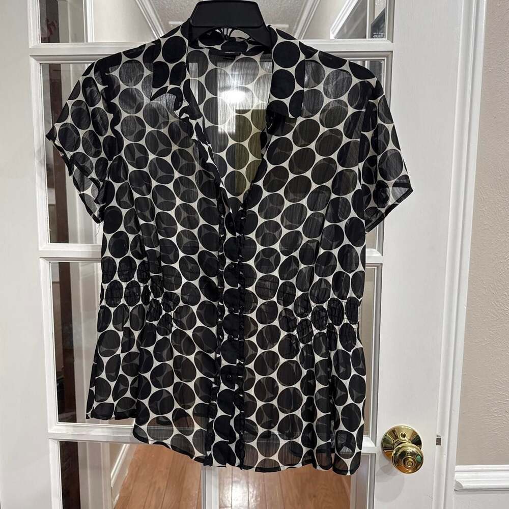Mossimo Black and White Polka Dot Button-Up Blouse